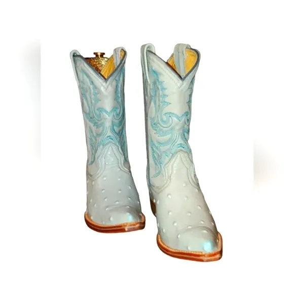 Faux Ostrich Cowboy Boots with hand nailed soles  NWOT