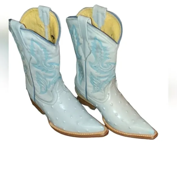 Faux Ostrich Cowboy Boots with hand nailed soles  NWOT
