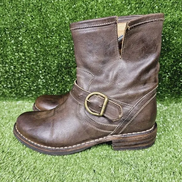 Fiorentini‎   Baker Eli Biker Moto Brown Leather  Ankle Boots Womens Size 6