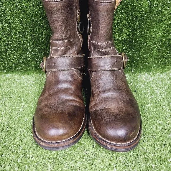 Fiorentini‎   Baker Eli Biker Moto Brown Leather  Ankle Boots Womens Size 6