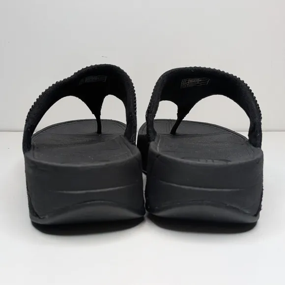 Fitflop LULU Crystal black toe post sandals black flip flops toe thong size 8