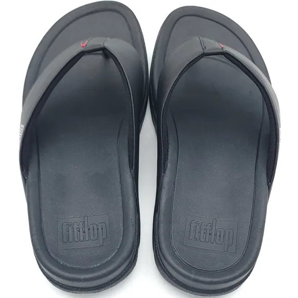 FitFlop Men's Surfer Toe Post Black Flip Flop Sporty Sandals Size 10