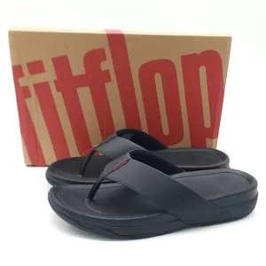 FitFlop Men's Surfer Toe Post Black Flip Flop Sporty Sandals Size 10