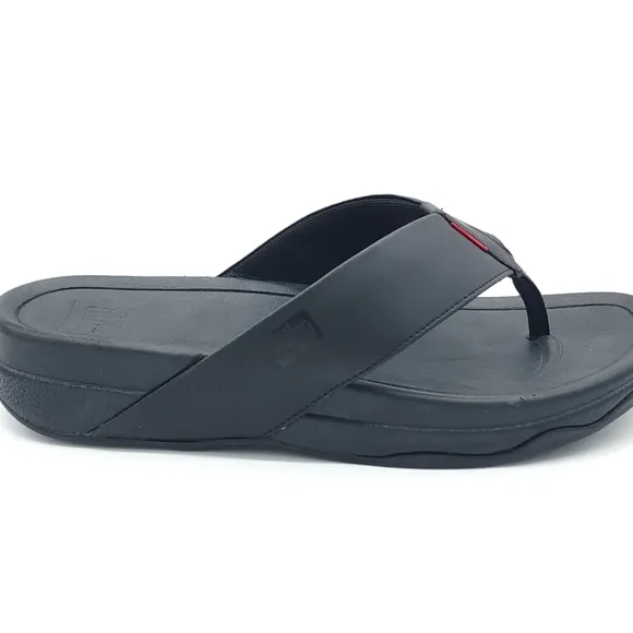 FitFlop Men's Surfer Toe Post Black Flip Flop Sporty Sandals Size 10