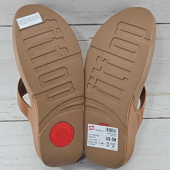 FitFlop Womens Lulu Leather Toe Post Sandals Light Tan Size 8‎ Flip Flop I88-592