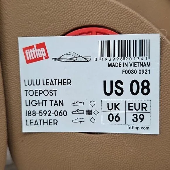 FitFlop Womens Lulu Leather Toe Post Sandals Light Tan Size 8‎ Flip Flop I88-592