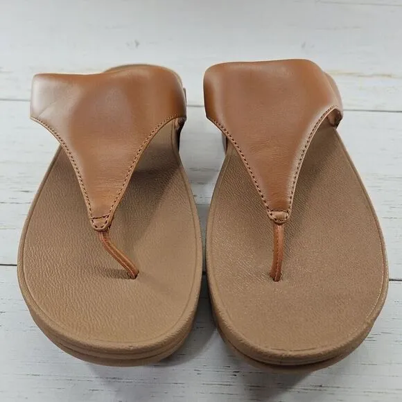 FitFlop Womens Lulu Leather Toe Post Sandals Light Tan Size 8‎ Flip Flop I88-592