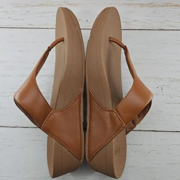 FitFlop Womens Lulu Leather Toe Post Sandals Light Tan Size 8‎ Flip Flop I88-592