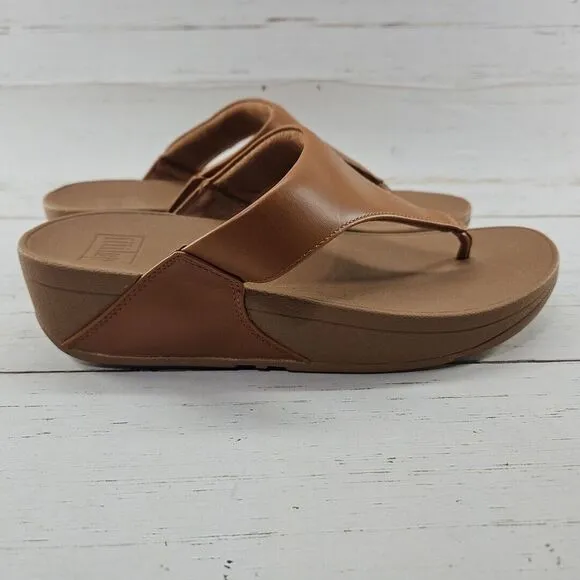 FitFlop Womens Lulu Leather Toe Post Sandals Light Tan Size 8‎ Flip Flop I88-592