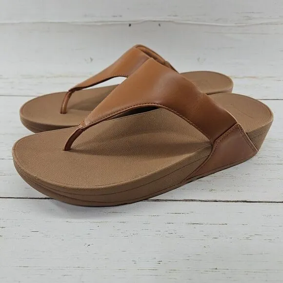 FitFlop Womens Lulu Leather Toe Post Sandals Light Tan Size 8‎ Flip Flop I88-592