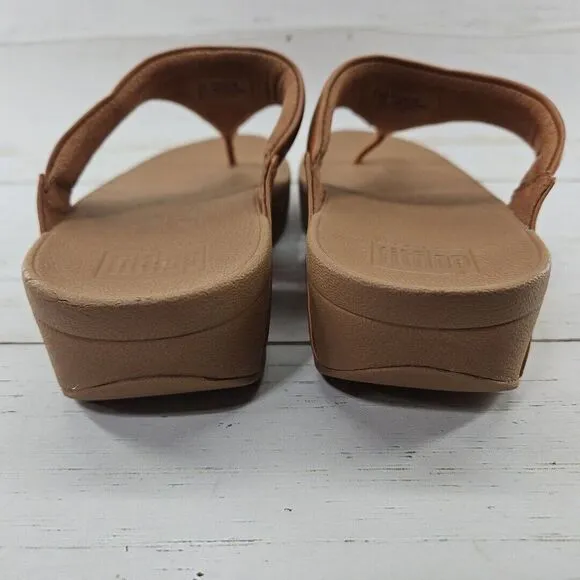 FitFlop Womens Lulu Leather Toe Post Sandals Light Tan Size 8‎ Flip Flop I88-592