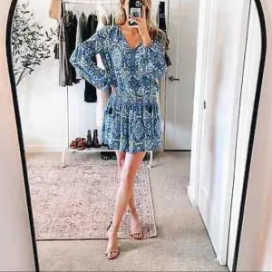 🔥FLASH SALE 🔥Parker - Bright Blue Silk Paisley Print Peasant Dress Sz S