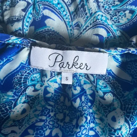 🔥FLASH SALE 🔥Parker - Bright Blue Silk Paisley Print Peasant Dress Sz S