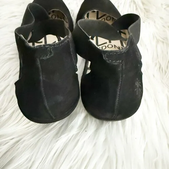 FLY LONDON | Wedge Solid Black Cupido Elastic Ankle Criss Cross Mary Jane | 38