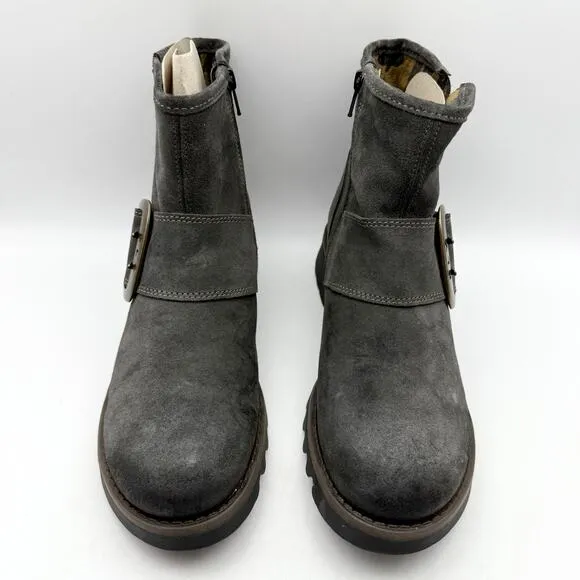 FLY LONDON Womens RILY991FLY Boots EU 40 US 9-9.5 Dark Gray Suede NIB