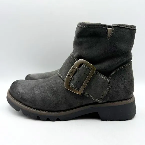 FLY LONDON Womens RILY991FLY Boots EU 40 US 9-9.5 Dark Gray Suede NIB
