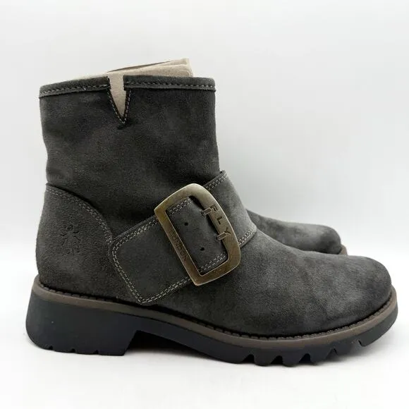 FLY LONDON Womens RILY991FLY Boots EU 40 US 9-9.5 Dark Gray Suede NIB