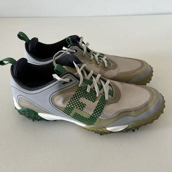 Footjoy Freestyle Golf Shoes Mens 9.5 Gray/Green 57331 Lace Up Spike Waterproof