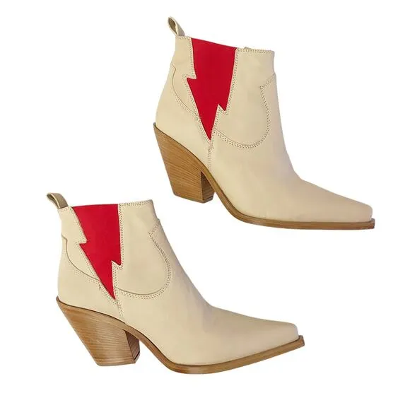 FP Collection Flash Chelsea Western Boot in Bone - 38.5