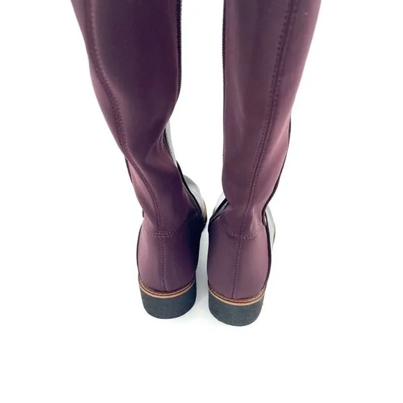 Franco Sarto Benner Burgundy Leather Stretch Over the Knee Boots 5.5 New