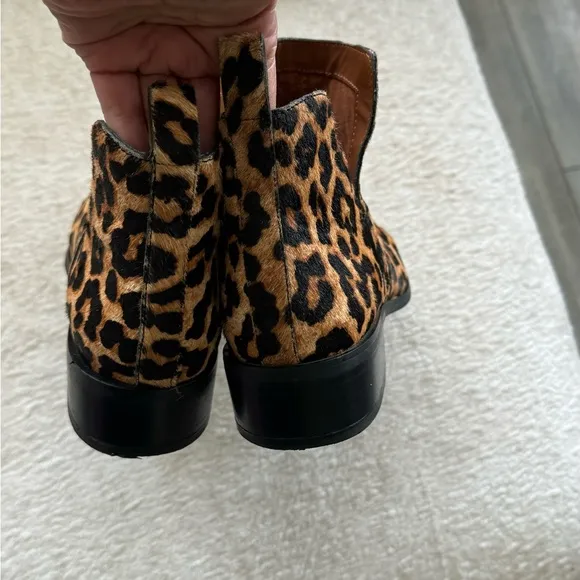 FRANCO SARTO BERNIE 2 CAMEL HAIR WOMENS SIZE 9 ANKLE BOOTS LEOPARD