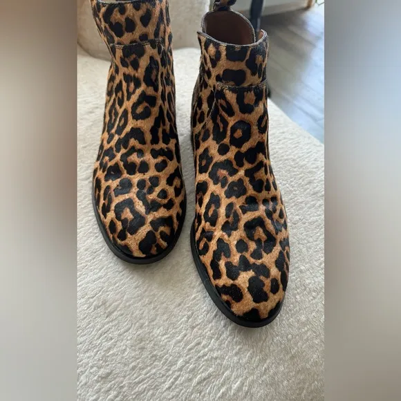 FRANCO SARTO BERNIE 2 CAMEL HAIR WOMENS SIZE 9 ANKLE BOOTS LEOPARD