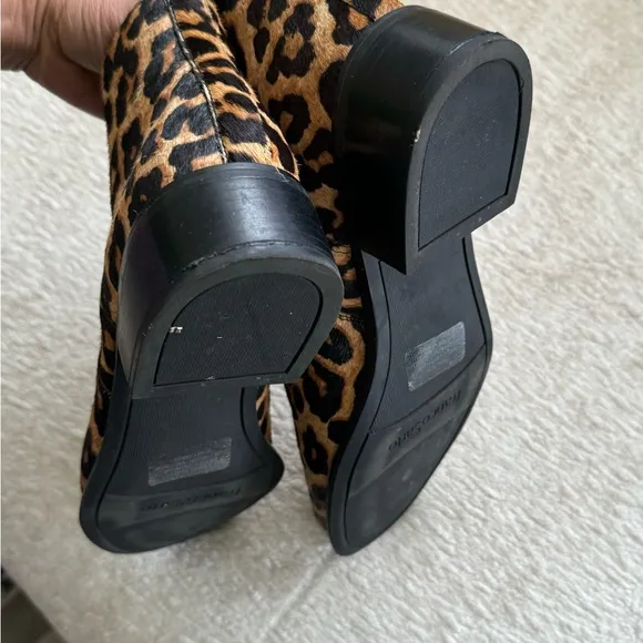 FRANCO SARTO BERNIE 2 CAMEL HAIR WOMENS SIZE 9 ANKLE BOOTS LEOPARD