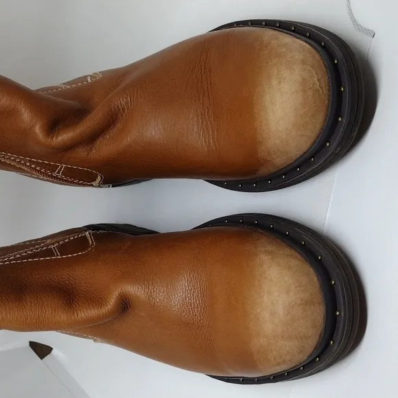 Franco Sarto Leather Cognac Santana Booties Size 7.5