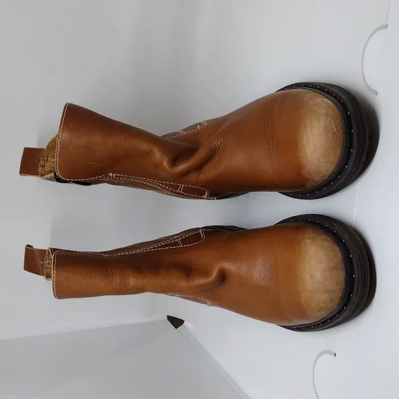 Franco Sarto Leather Cognac Santana Booties Size 7.5