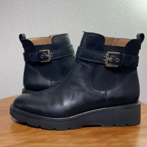 Franco Sarto Meridian Leather Ankle Boots Black Leather Size 8M