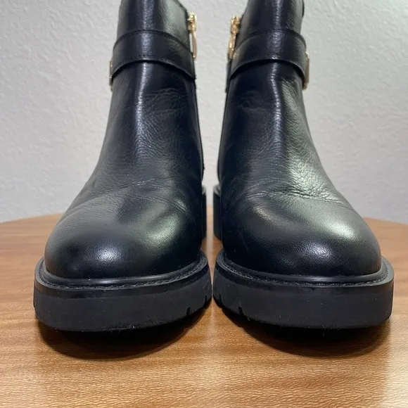 Franco Sarto Meridian Leather Ankle Boots Black Leather Size 8M