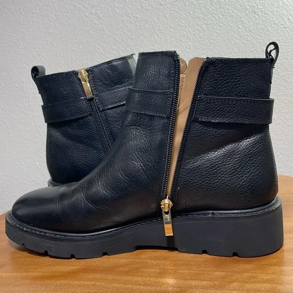 Franco Sarto Meridian Leather Ankle Boots Black Leather Size 8M