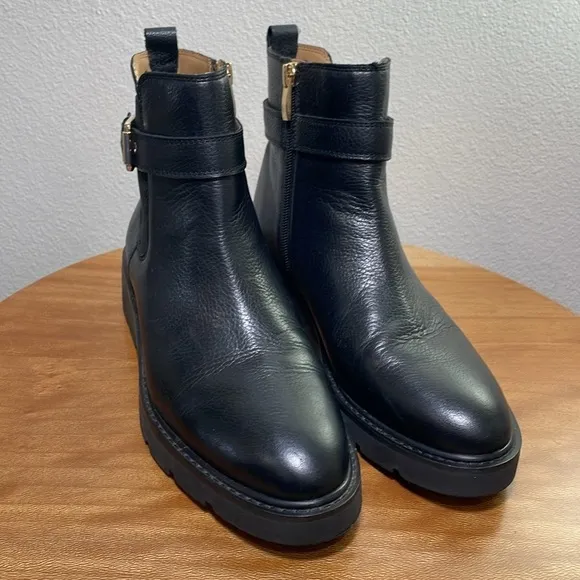 Franco Sarto Meridian Leather Ankle Boots Black Leather Size 8M