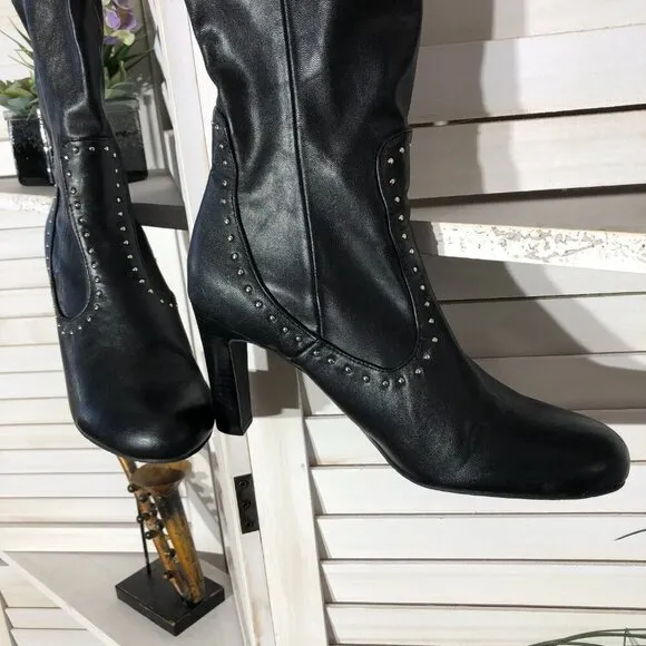 Franco Sarto The Artise collection over the knee boots black leather studded 9.5