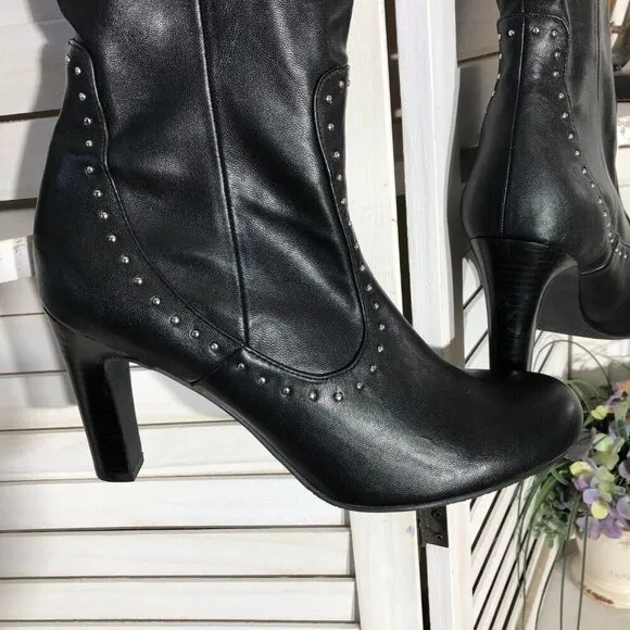 Franco Sarto The Artise collection over the knee boots black leather studded 9.5