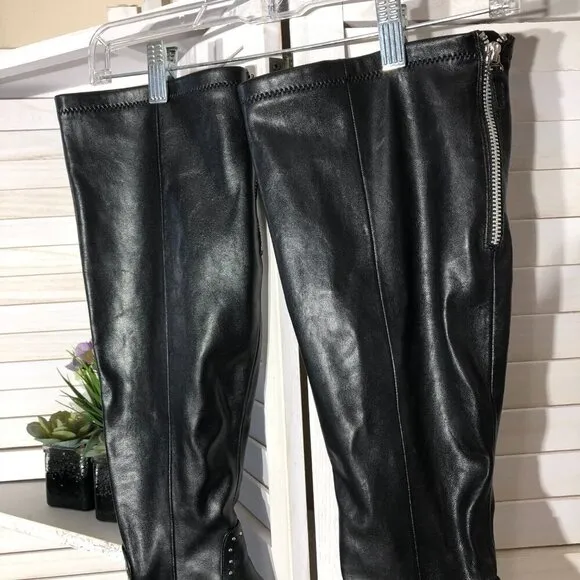 Franco Sarto The Artise collection over the knee boots black leather studded 9.5