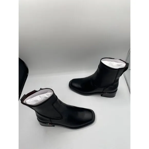 Franco Sarto Women's Black Leather Zippered Pull Tab Gracelyn Ankle Booties NIB