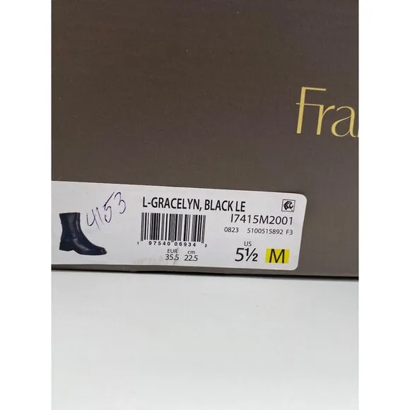 Franco Sarto Women's Black Leather Zippered Pull Tab Gracelyn Ankle Booties NIB