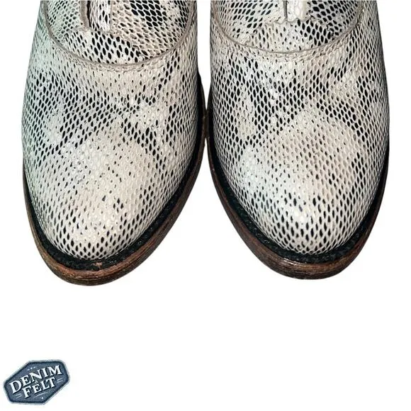 FREE BIRD Women’s SADIE BOOTIES/Boots IN WHITE PYTHON | PRELOVED!!