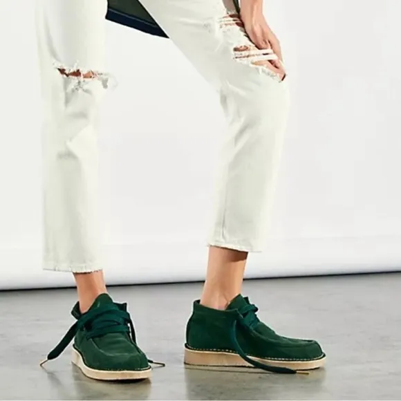 Free People Ashton Ankle Boots Size 39 Emerald Green