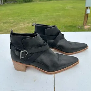 Free People Black Leather Ankle Boots