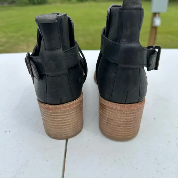 Free People Black Leather Ankle Boots
