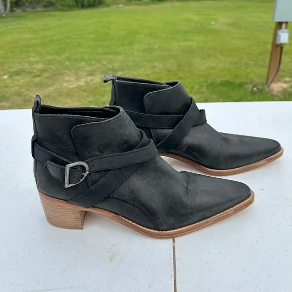 Free People Black Leather Ankle Boots