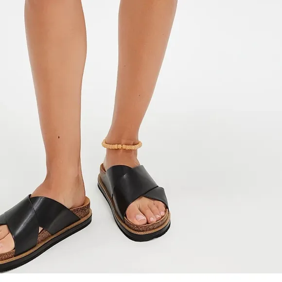 Free People Black Slide Sandals Size 8