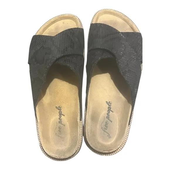 Free People Black Slide Sandals Size 8