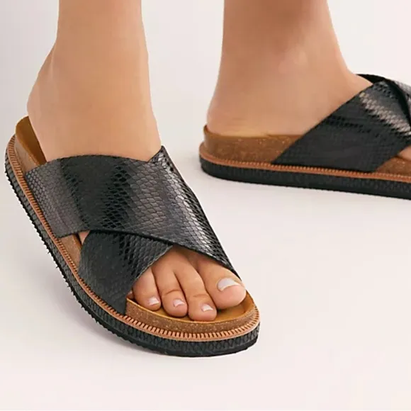 Free People Black Slide Sandals Size 8