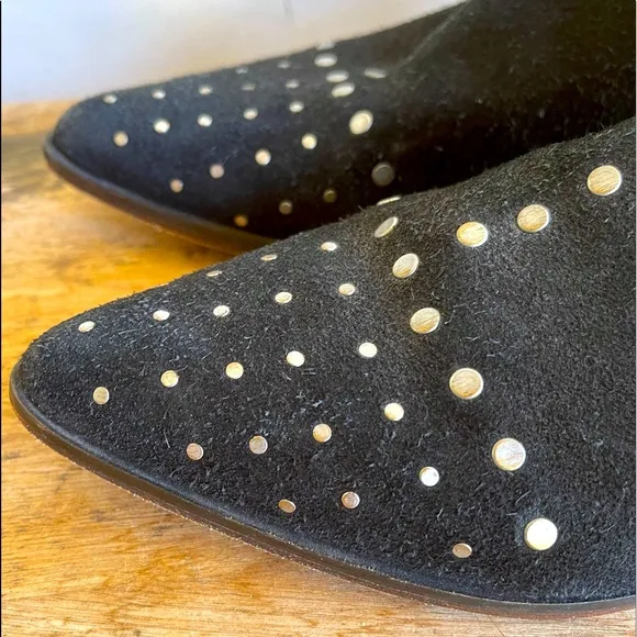 FREE PEOPLE Black Suede Studded Ankle Boots Sz 7M