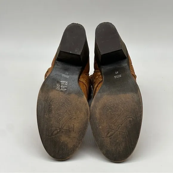 Free People Carrera Woven Tan Ankle Boots. Size 10