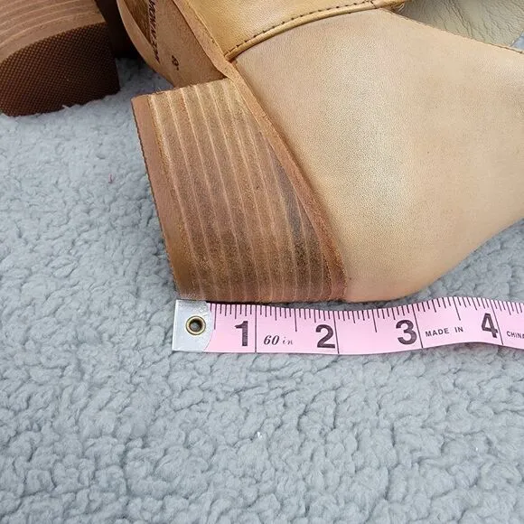 Free People Charm Double V Ankle Boots Tan Leather Western Preppy Cowgirl Sz 38