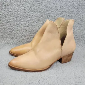 Free People Charm Double V Ankle Boots Tan Leather Western Preppy Cowgirl Sz 38